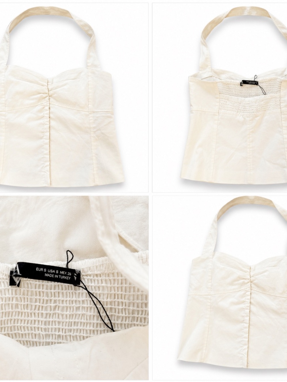 Womens Cream Halter Bustier Top